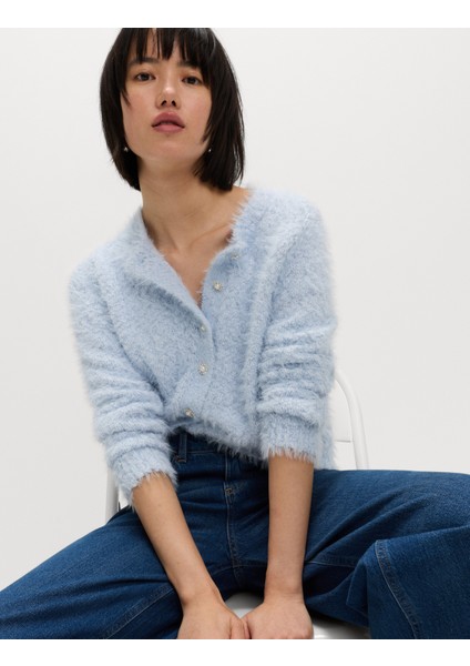 Düğme Detaylı Triko Hırka