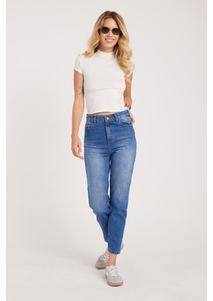 Kadın Slim Fit Dar Kesim Pamuklu Dar Paça Mavi Jean Pantolon fırsatları