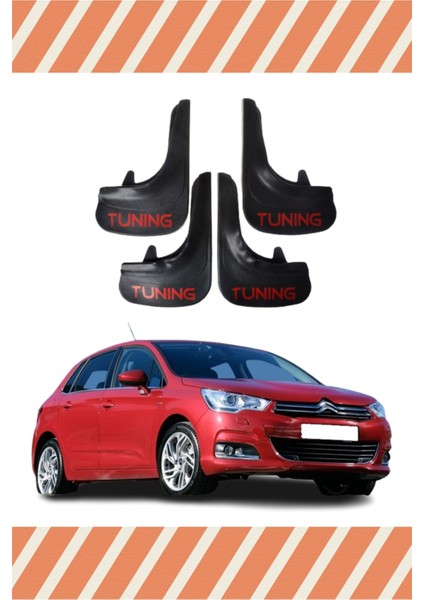 Citroen C4 11 ve Sonrası Tunıng Yazılı 4'lü Tozluk Çamurluk Paçalık