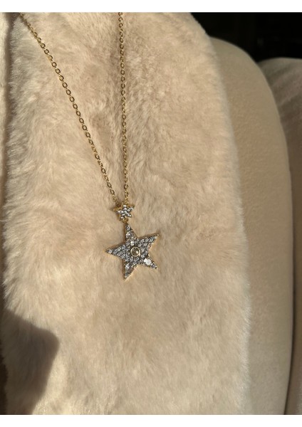 14K Altın Kaplama Çift Yıldız Kolye