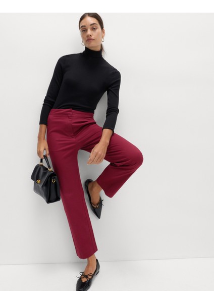 Pamuk Karışımlı Bilekte Biten Düz Paça Pantolon fiyatları