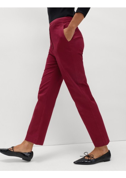 Pamuk Karışımlı Bilekte Biten Düz Paça Pantolon fırsatları