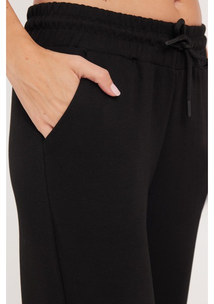 Kadın Relax Fit Rahat Kesim Modal Kumaş Beli Bağlamalı Lastikli Jogger Siyah Pantolon modelleri
