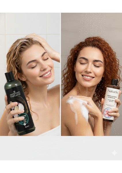 Nature Sarımsaklı Şampuan 500 ml + Naturix Japon Kirazı Çiçeği Duş Jeli 400 ml Set Bakım
