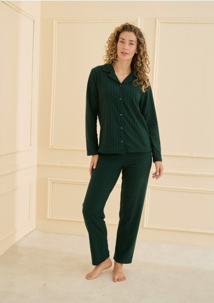 Yeşil Fitilli Polar Pijama Alt Üst fiyatları