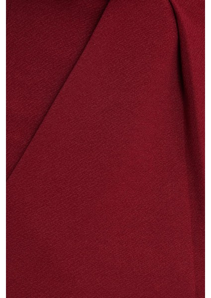 Kadın Regular Fit Klasik Kesim Cırt Kapamalı Geniş Paça Bordo Pantolon