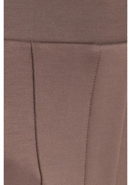 Kadın Relax Fit Rahat Kesim Modal Kumaş Yüksel Bel Geniş Paça açık Kahve Pantolon