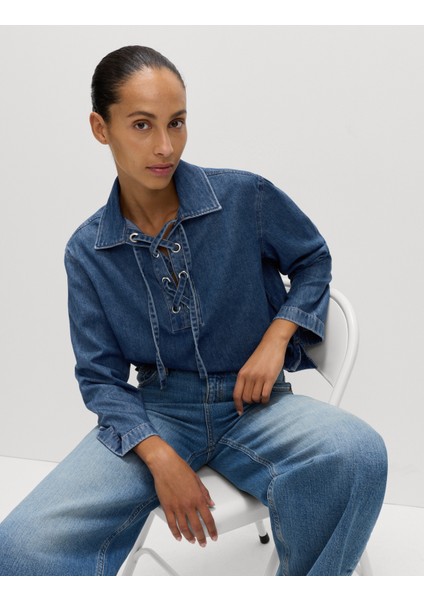 Denim Bağlamalı Bluz modelleri