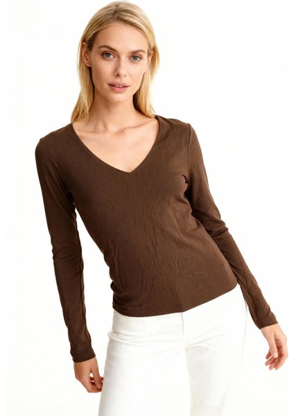 8266A V Yaka Uzun Kol Badi Kahve