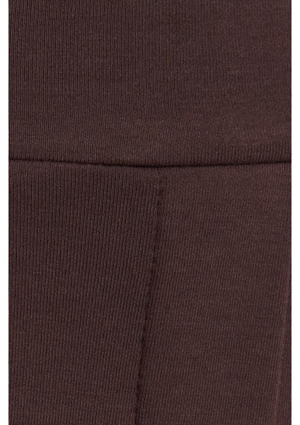 Kadın Relax Fit Rahat Kesim Modal Kumaş Yüksel Bel Geniş Paça Kahverengi Pantolon