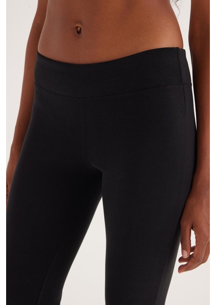 Kadın Slim Fit Dar Kesim Modal Kumaş Ispanyol Paça Siyah Pantolon modelleri