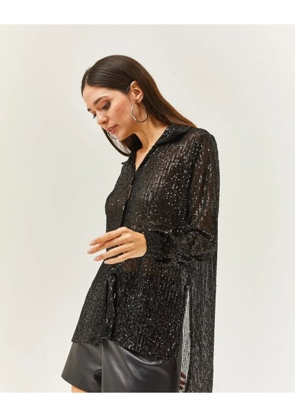 Ithal Kumaş Pul Payet Işlemeli Gömlek indirimleri