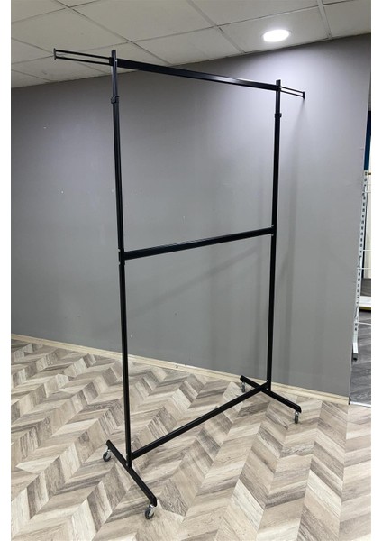 Yandan Çıkmalı Çift Katlı Ayarlı Konfeksiyon Askılığı Boyalı