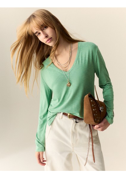 V Yaka Triko Bluz indirimleri