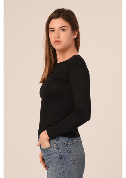 Yuvarlak Yaka Uzun Kollu Pamuklu Siyah Body fiyatları