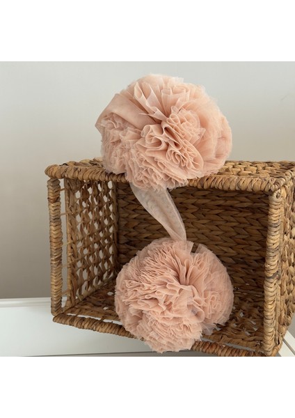 Açık Pudra Ponpon Aksesuar Cibinlik