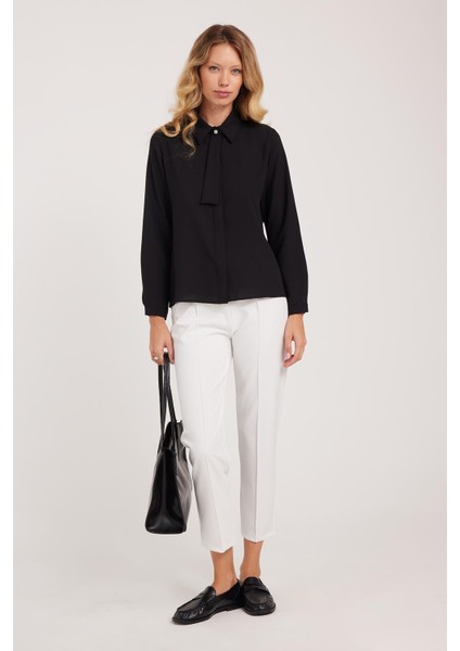 Kadın Relax Fit Rahat Kesim Yüksel Bel Düz Paça Beli Lastikli Beyaz Pantolon indirimleri