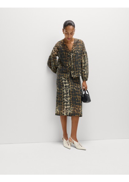 Desenli V-Yaka Bağlamalı Bluz modelleri