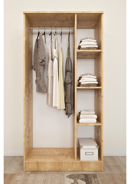 Ases ASL644 Geniş Gardırop 3 Kapaklı Elbise Dolabı Siyah Kulplu Beyaz ve Safir Meşe fiyatları