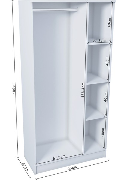 Ases ASL644 Geniş Gardırop 3 Kapaklı Elbise Dolabı Siyah Kulplu Beyaz ve Safir Meşe fırsatları