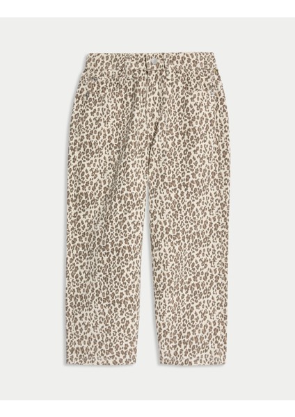 Denim Leopar Desenli Jean (2-10 Yaş)