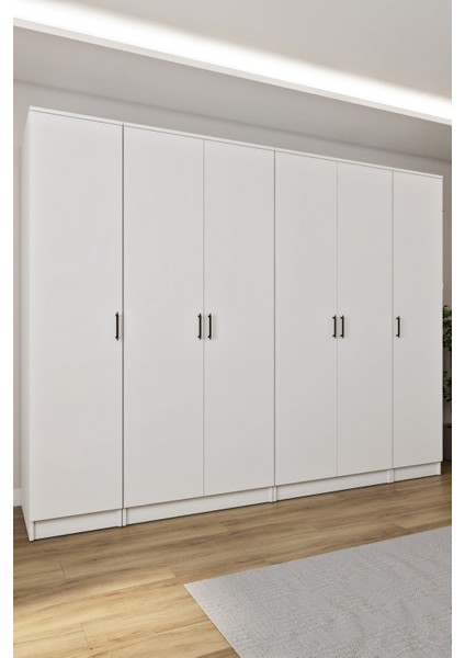 Ases ESL532 Geniş Gardırop 6 Kapaklı Derin 13 Adet Derin Raf 3 Adet Askılık