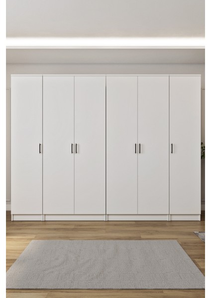 Ases ESL532 Geniş Gardırop 6 Kapaklı Derin 13 Adet Derin Raf 3 Adet Askılık modelleri
