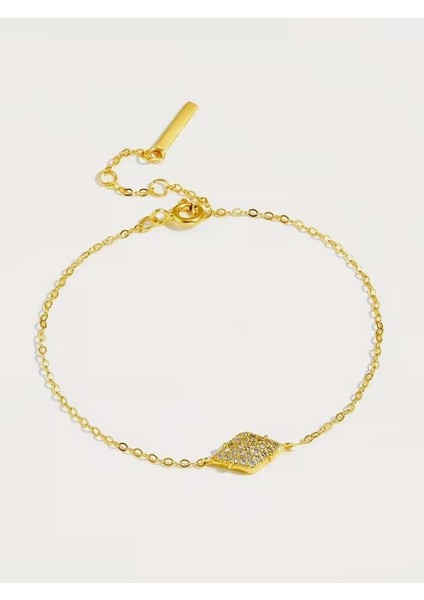 925 Ayar 18K Altın Kaplama Pırlanta Kesim Baget Formlu Bileklik modelleri