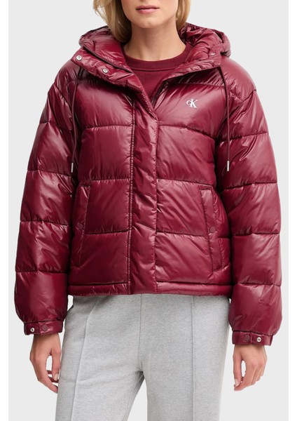 Kapitoneli Loose Fit Kapüşonlu Parlak Şişme Mont LV047D505GGEX Bayan Mont LV047D505G Gex