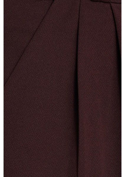 Kadın Regular Fit Klasik Kesim Yüksel Bel Geniş Paça Kahverengi Pantolon