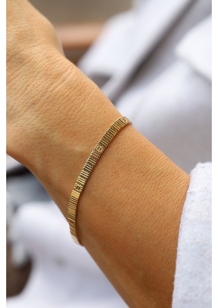 14 Ayar Altın Çizgili Çivi Model Bileklik fiyatları