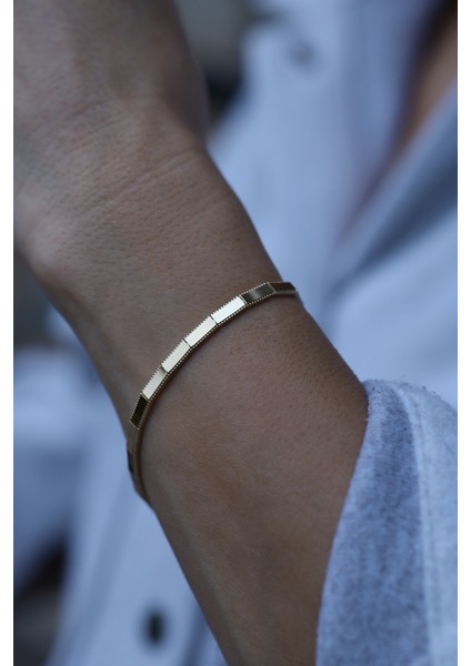 14 Ayar Altın Düz Plaka Ajda Bileklik