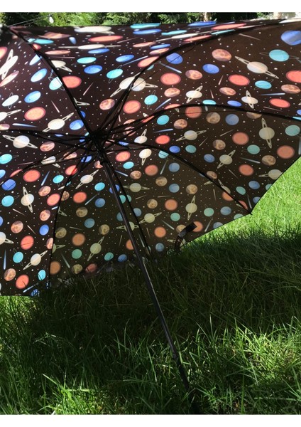 Renkli Gezegen Tasarımlı Unisex Şemsiye, Şık ve Kullanışlı Yağmur Koruyucu modelleri