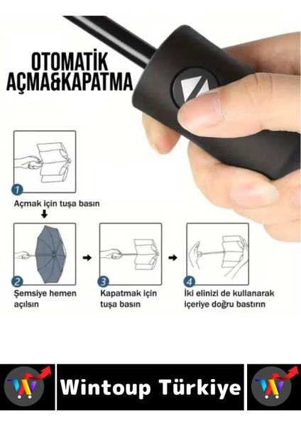 Kompakt Seyahat Şemsiyesi, Dayanıklı 8 Telli, Otomatik Açma Kapanma, Kılıflı, Siyah fırsatları