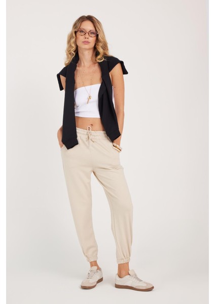 Kadın Relax Fit Rahat Kesim Modal Kumaş Beli Bağlamalı Lastikli Jogger Taş Pantolon fırsatları