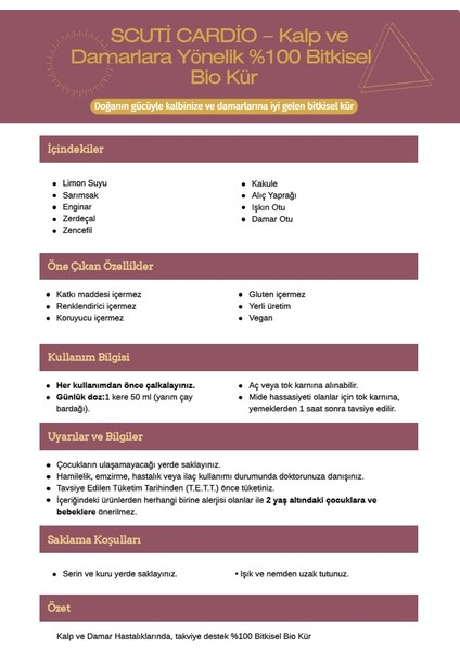 Cardio -Kalp ve Damar Sağlığına Yönelik Bio Kür 500 ml fiyatları