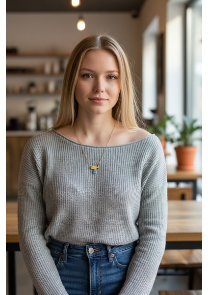 Balık Figürlü Sallantılı Nazar Boncuklu 14 Ayar Altın Kolye indirimleri