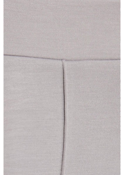 Kadın Relax Fit Rahat Kesim Modal Kumaş Yüksel Bel Geniş Paça Gri Pantolon