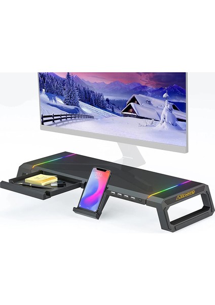 Masaüstü Stand Yükseltici Katlanabilir Rgb Çekmeceli Monitör Standı