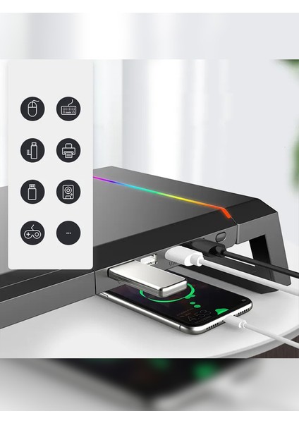 Masaüstü Stand Yükseltici Katlanabilir Rgb Çekmeceli Monitör Standı modelleri
