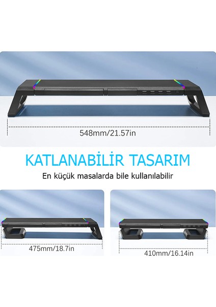 Masaüstü Stand Yükseltici Katlanabilir Rgb Çekmeceli Monitör Standı fırsatları