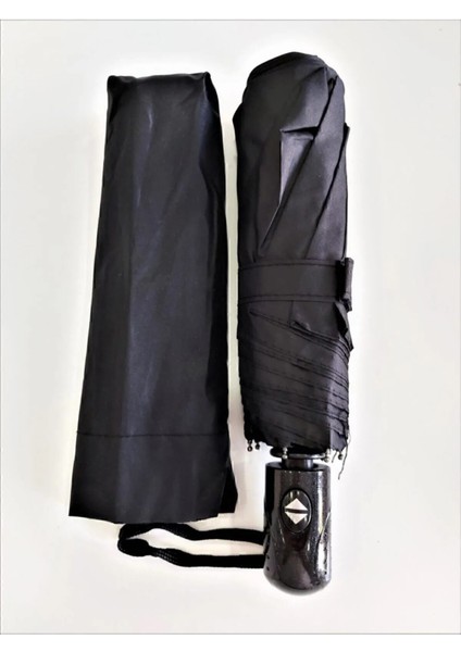 Şık ve Hafif 8 Telli Siyah Şemsiye, Renkli Detaylar ile Tarzınıza Renk Katın