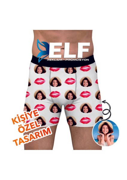 Kişiye Özel Resimli Öpücüklü Boxer
