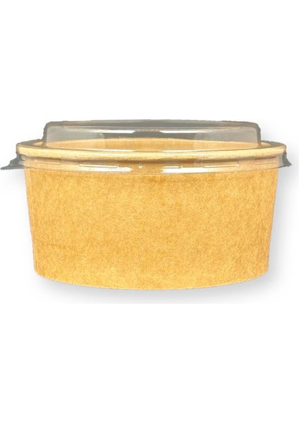 250 Adet - Kraft Karton Salata Kasesi Kapaklı 750cc