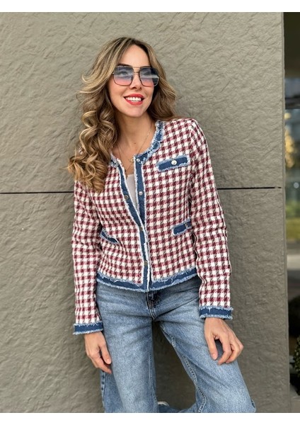 Tasarım Kot Detaylı Kareli Ceket fiyatları