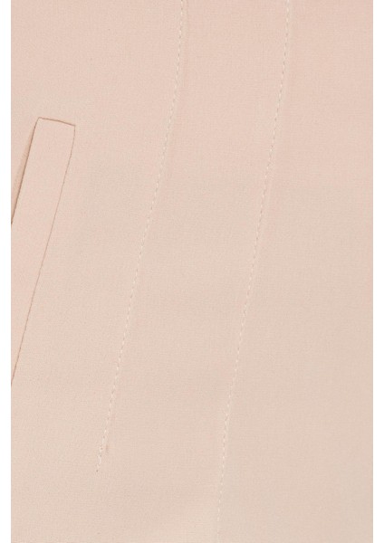 Kadın Relax Fit Rahat Kesim Yüksel Bel Dar Paça Bej Pantolon