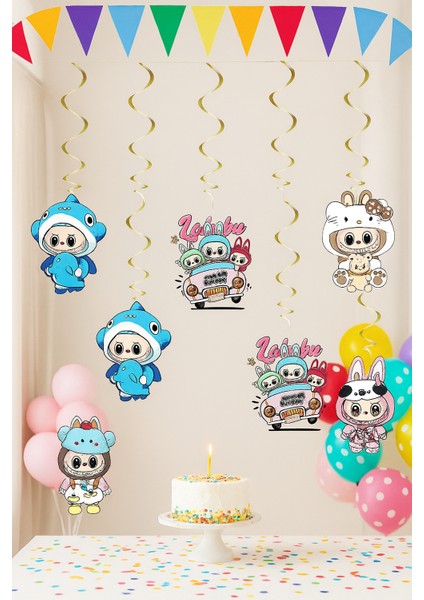 Tavan Sarkıt Süsü Labubu 6 Lı Paket Helezon Assmal