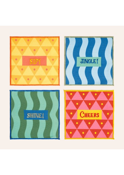 Nilüfer Dijital Baskılı Nakışlı Polyester Bardak Altlığı 13X13 cm Renkli