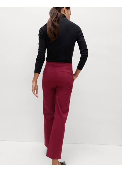 Pamuk Karışımlı Bilekte Biten Düz Paça Pantolon indirimleri