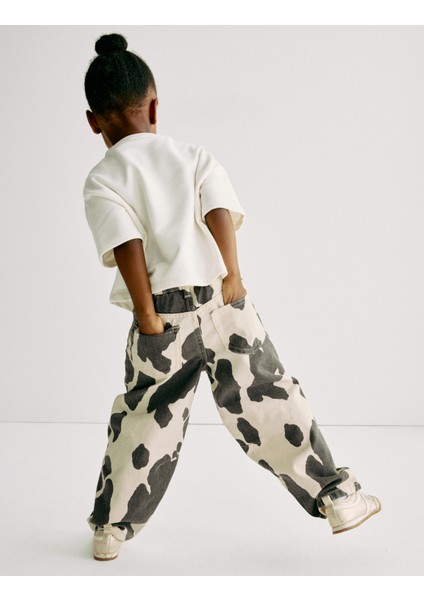 Pamuk Karışımlı Desenli Barrel Paça Kot Pantolon (2–10 Yaş) fiyatları